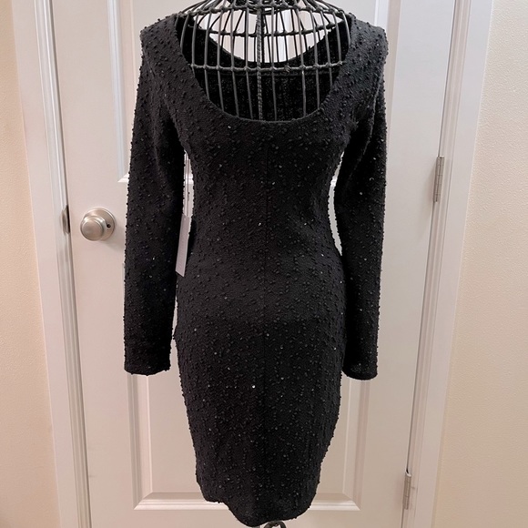 NWT J Lo Vintage Black Sequin Long Sleeve Dress - Picture 3 of 7